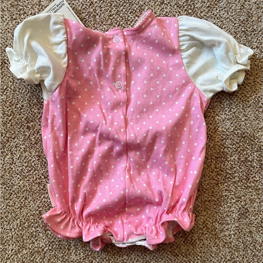 Baby Girls VintagePink Polka Dot Tulip 🌷 Embroidered One-Piece Romper Healthtex